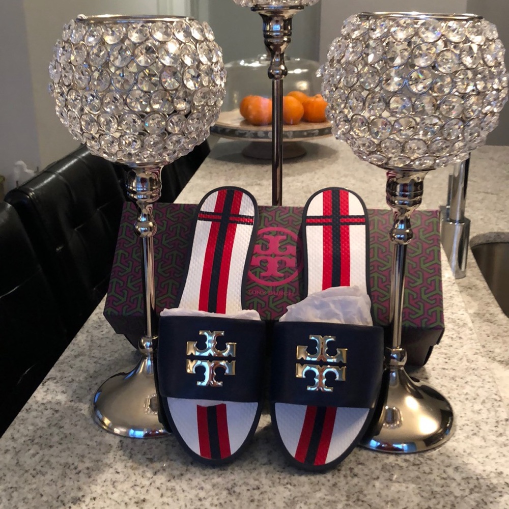 BNIB TORY BURCH LOGO JELLY SLIDE SANDAL